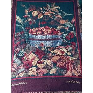 Bob Timberlake Tapestry Throw Autumn Reflections Blanket Leaves Apples Fall